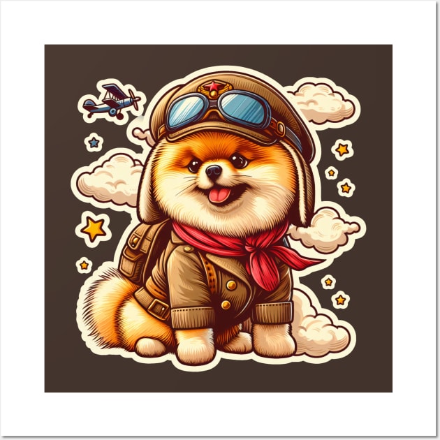 Pomeranian Pilot Wall Art by k9-tee